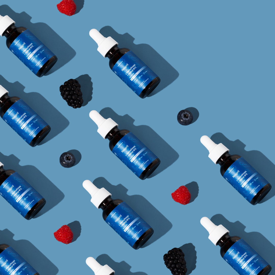 Neupril Kids methylfolate bottles with berries